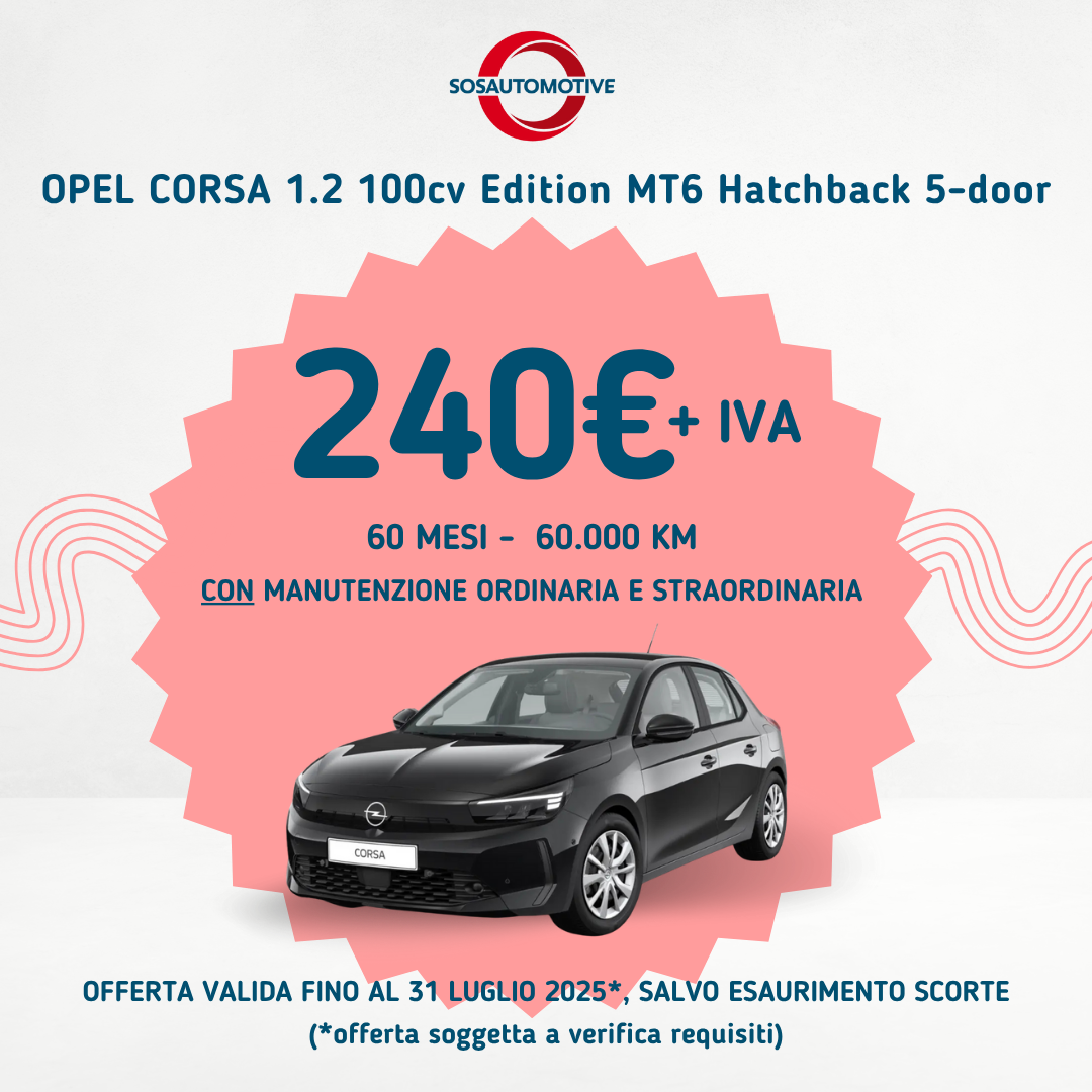 Opel Corsa a 240€ + IVA Luglio 2025 Avada Car Dealer News